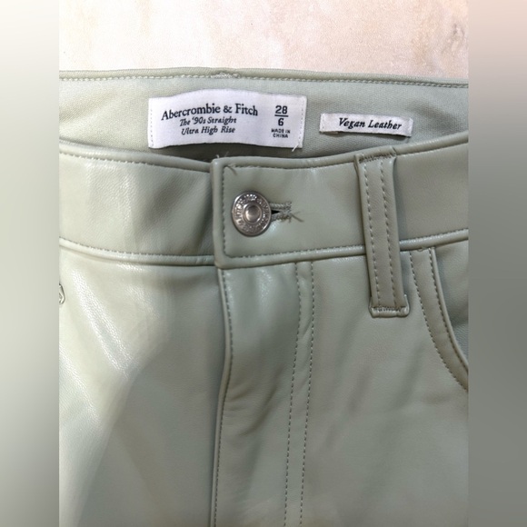 NWT ABERCROMBIE AND FITCH vegan leather mint green pants, 30โ (size 28) - Picture 5 of 6